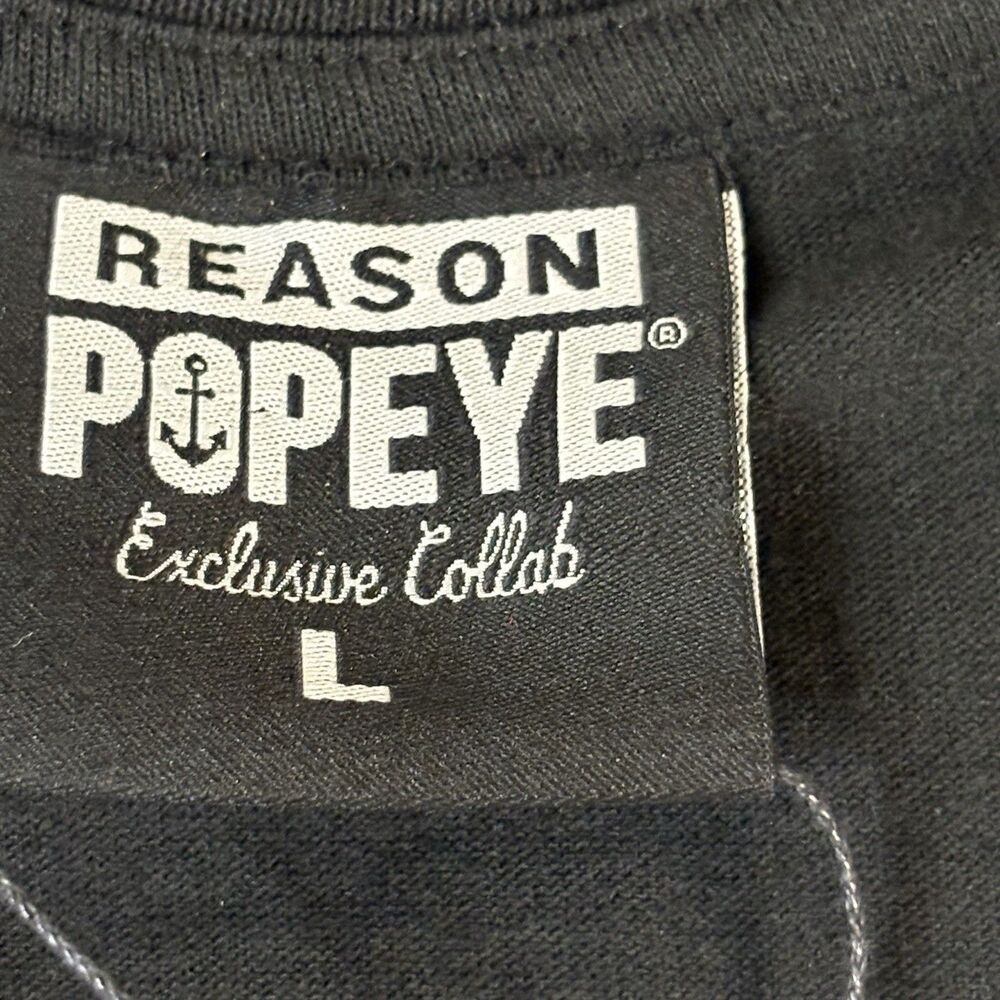 NWT Reason Popeye The Sailor Man Graphic T Shirt Black Glitter Logo Men's L - Picture 3 of 11